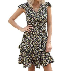 Floral Ruffle Sleeve Dress